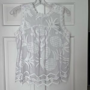 Anthropologie Pineapple Lace Tank Top Petites sz 10